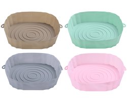 4 Stuks Air Fryer Bakje - Air Fryer Siliconen Bakvormen – Air Fryer Accessoires – ⌀ 21cm – Ronde Herbruikbare Air Fryer Liners – Antiaanbak – Hittebestendig