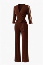 Jumpsuit Angelle Milan - Tissu de Voyage Chique - Marron avec Rayure