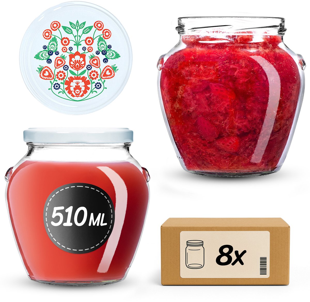 KADAX Amphora Jar fi82 510ml + lid wz12 Folklo