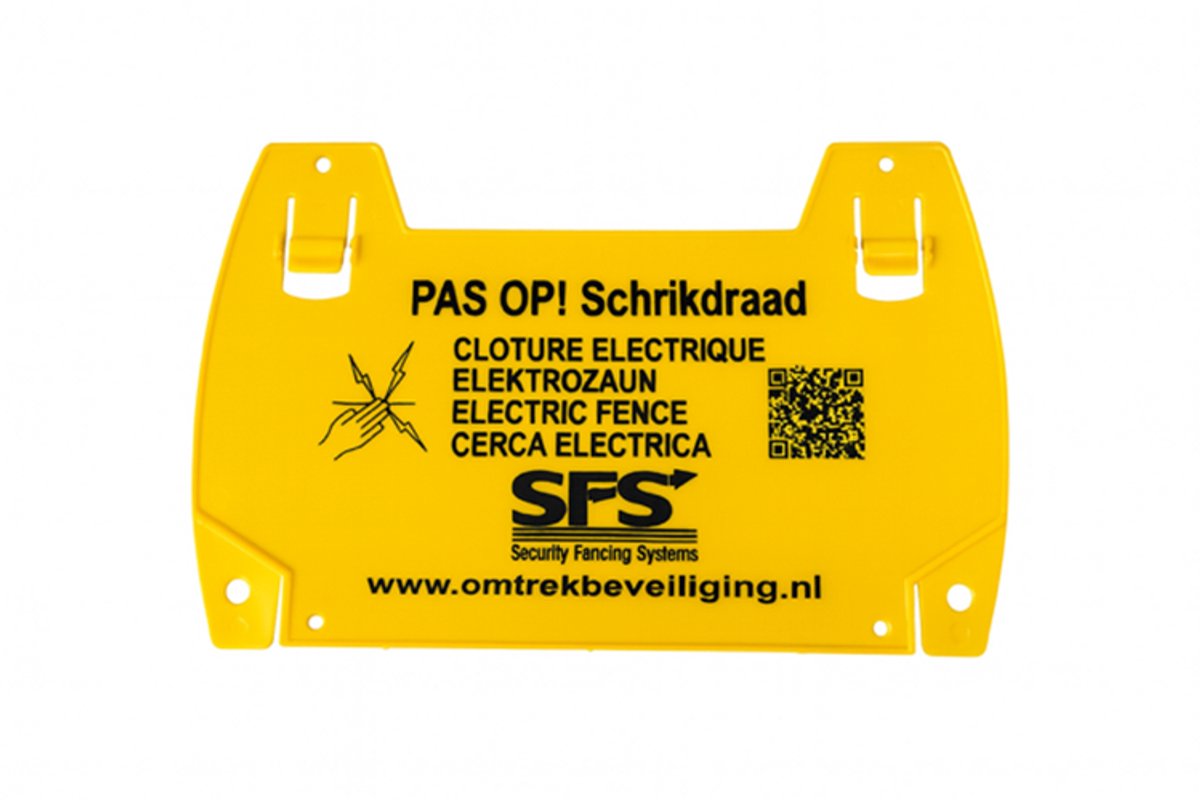 Waarschuwing Schrikdraadbordje SFS – Klik & Bevestig Eenvoudig - Pas op Bordje