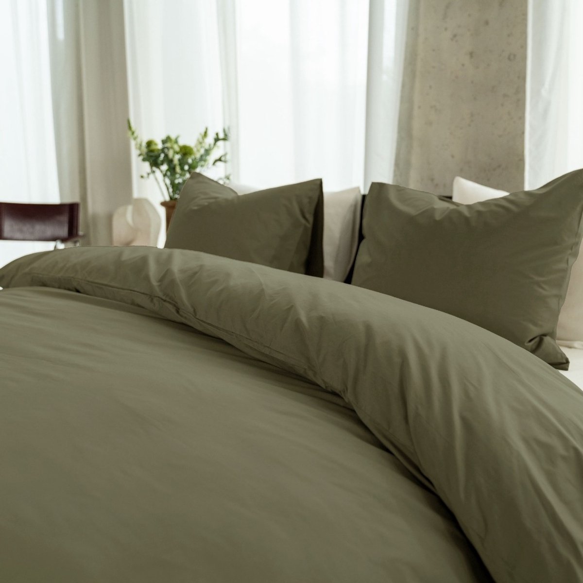 kayori Kayori Puro Dekbedovertrek Perkal - 240x200-220 +2 slopen - Lits-jumeaux - Hotelkwaliteit - Khaki