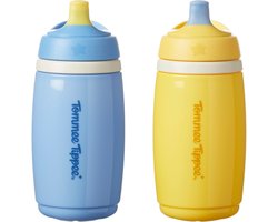 Tommee Tippee geïsoleerde Active tuitbeker – 2 - 266 ml – lekvrije waterfles voor peuters 12m+ - blauw en geel - 2 stuks