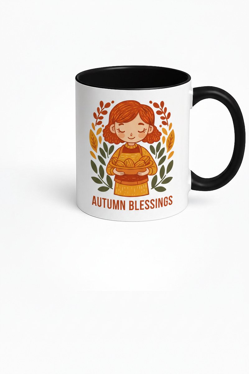 Herfst Zegen Mok - Schattige Illustratie voor Koffie & Thee