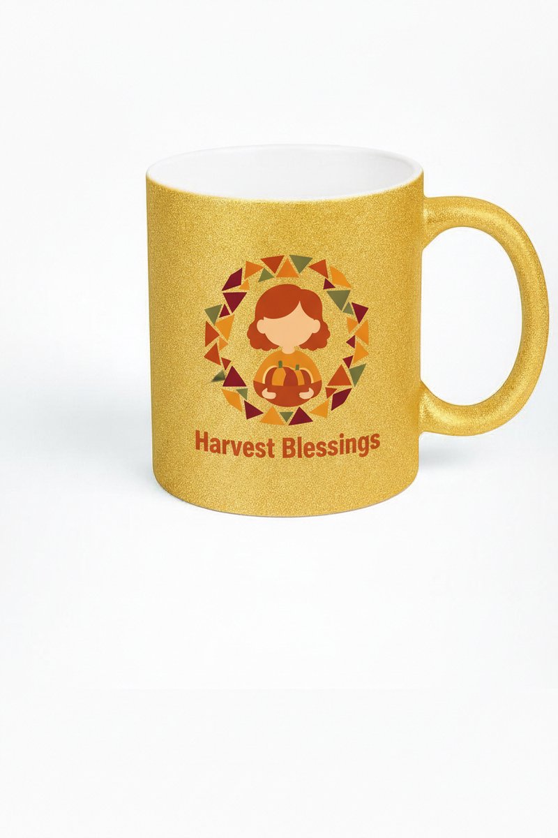 Gouden Glanzende Mok - Harvest Blessings - Herfst Design