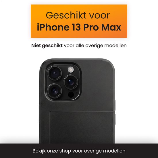 Coque de téléphone noire avec porte-cartes, adaptée à l'iPhone 13 Pro Max.