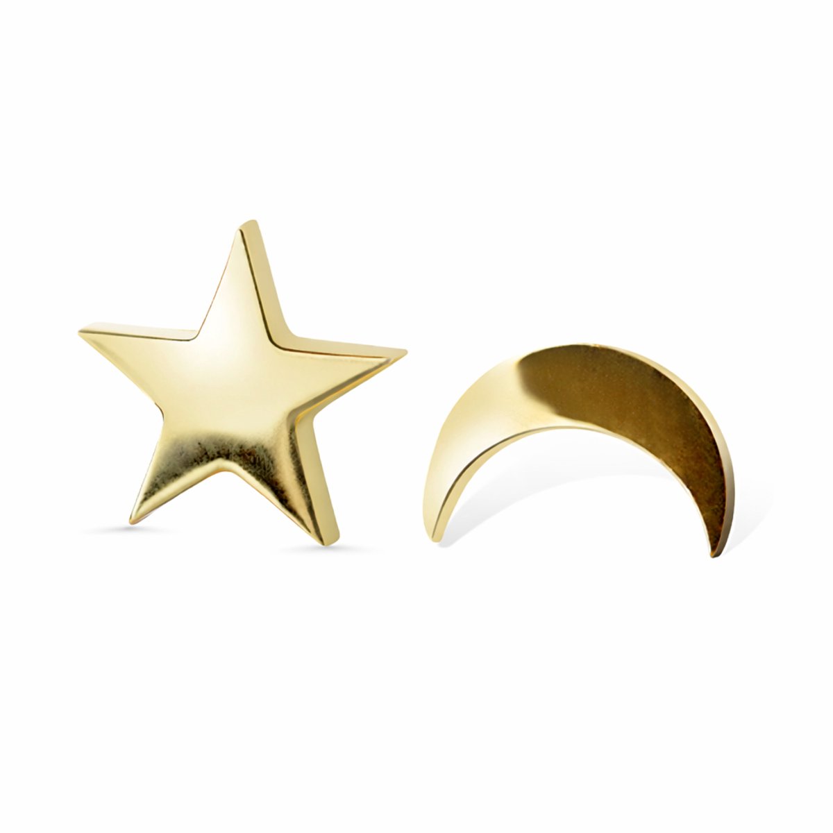 Amberz Ster en Maan oorbellen - Gold Plated - Oorringen halve maan en ster - RVS