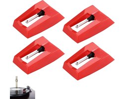 Aiguille de Lecture Tourne-disque - 4 Pièces - Aiguilles de Remplacement - Universel - Aiguille - Aiguille de Remplacement Pour Tourne-disques - Aiguille de Secours - Convient Aux Tourne-disques Vinyl, Phonographes - Rouge