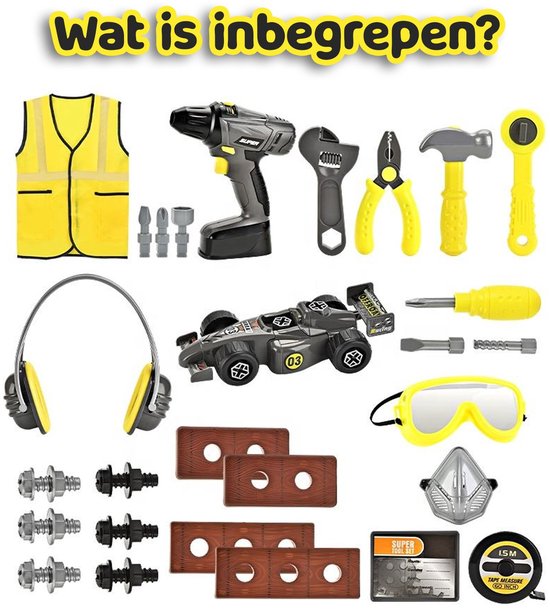 Bolke outils jouet garçons - perceuse jouet - établi jouet - coffre à outils pour enfants - 26 pièces