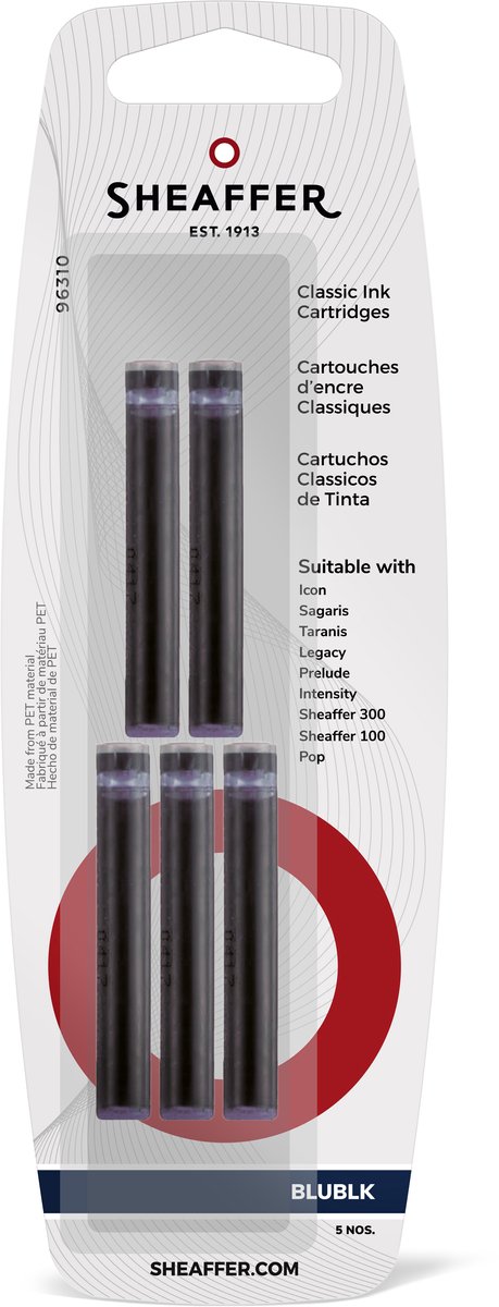 Sheaffer inktpatroon - Classic - blauw/zwart - 5 stuks