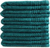 OUTLET BADTEXTIEL - set van 6 - gastendoek 30x50 - turquoise