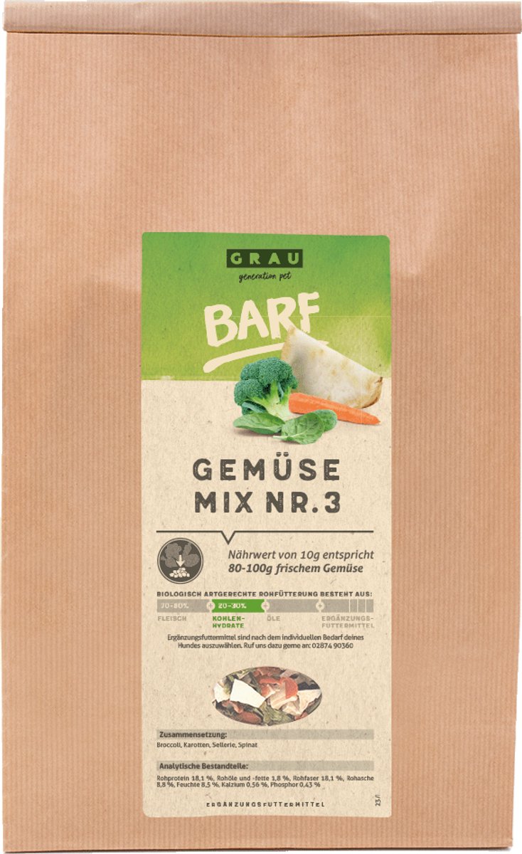 Grau barf groentenmix voor honden nr.3 - 500gr