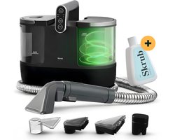 Skrub 4-in-1 Tapijtreiniger – Verwarmbaar tot 60°C – Compacte Vlekkenreiniger – 4 Opzetstukken – Heetwater Bankreiniger Machine – Meubel- & Zetelreiniger – 1300W