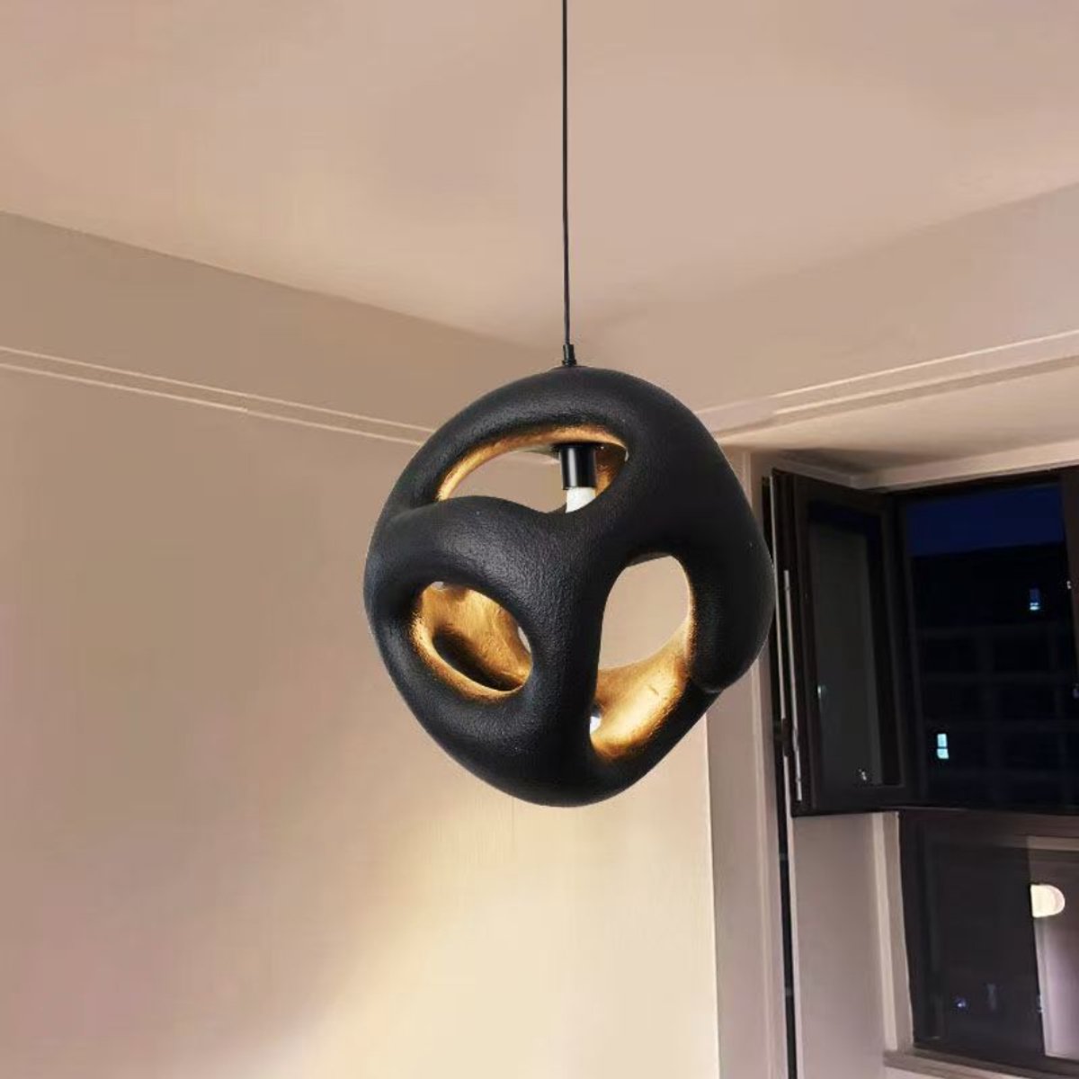 Lichtendirect - Wabi Sabi - Zwart - Hanglamp Japandi - XL Ø45–50 cm - Hanglampen - Eettafel - Slaapkamer - woonkamer lamp
