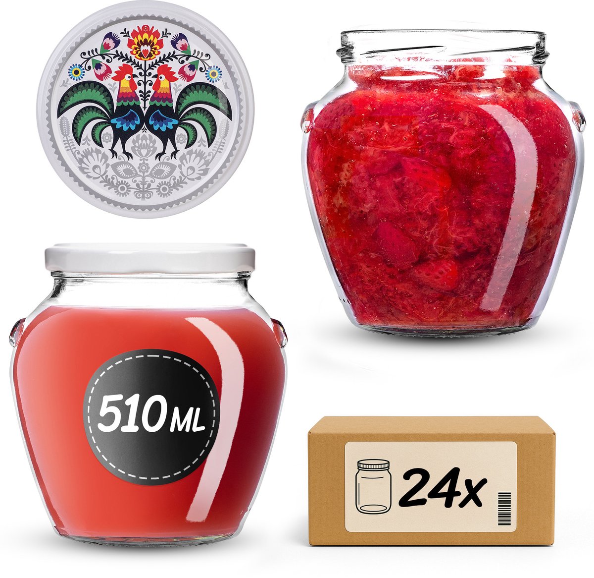 KADAX Inmaakpotten 510 ml fi82 Hanen 24 stuks