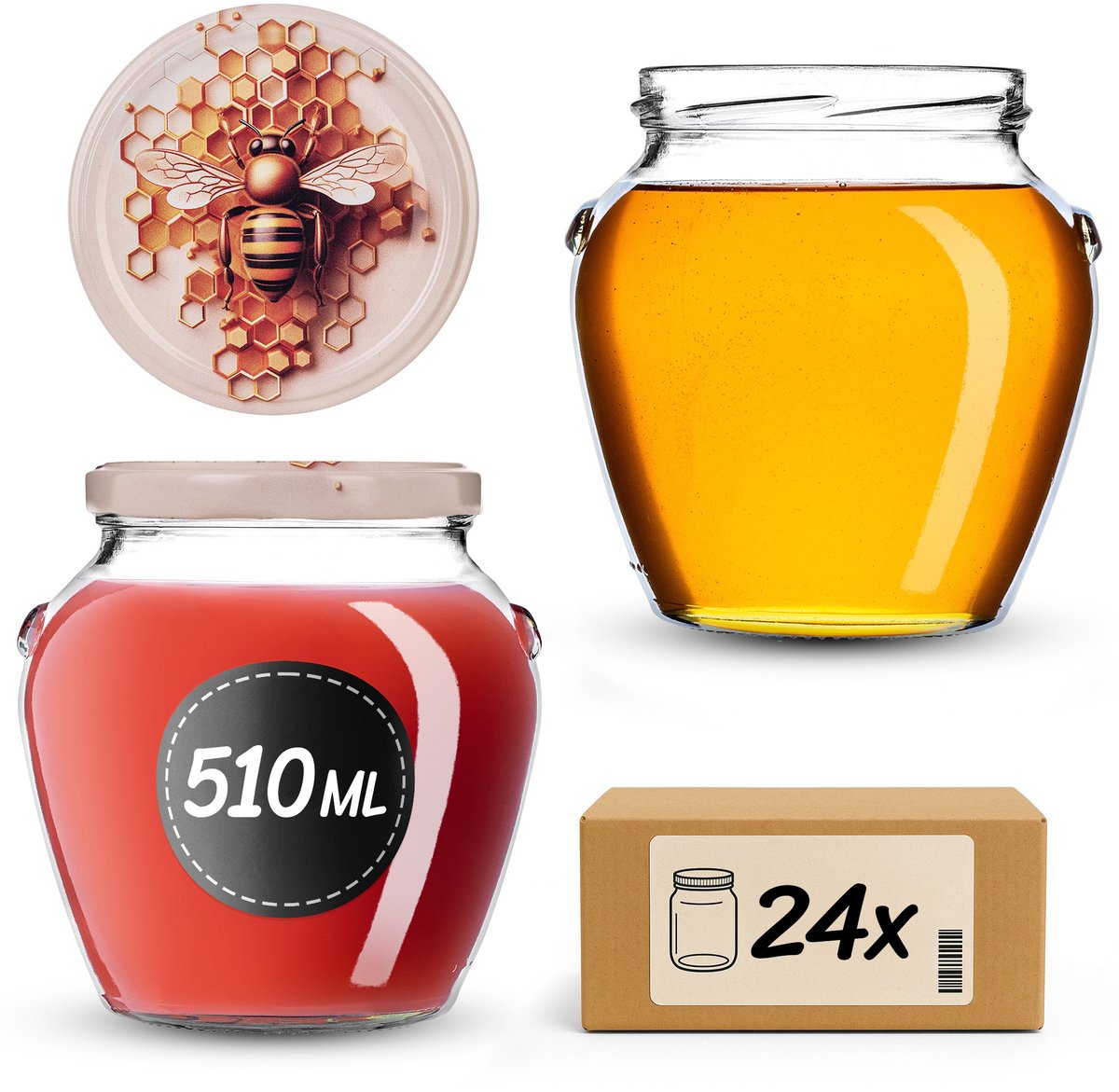KADAX Inmaakpotten 510 ml fi82 Honingraat 24 stuks