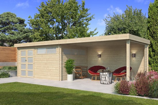 Woodlands Blokhut Modern met Overkapping en Dakisolatie 815 x 295 cm