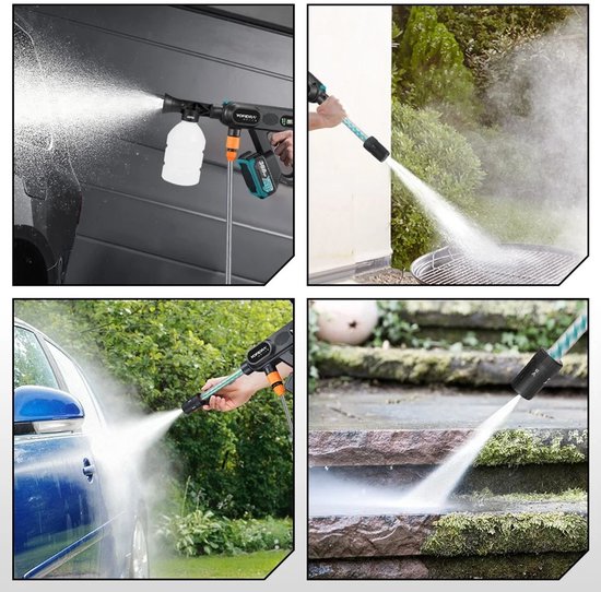 HOB - Hogedrukreiniger - Hogedrukreiniger Accu - Hogedruk Spuit - Draadloos - 5-in-1 Sproeikop - Voor Auto, Tuin, Terras en Meer - Terrasreiniger van HOB — afbeelding 3