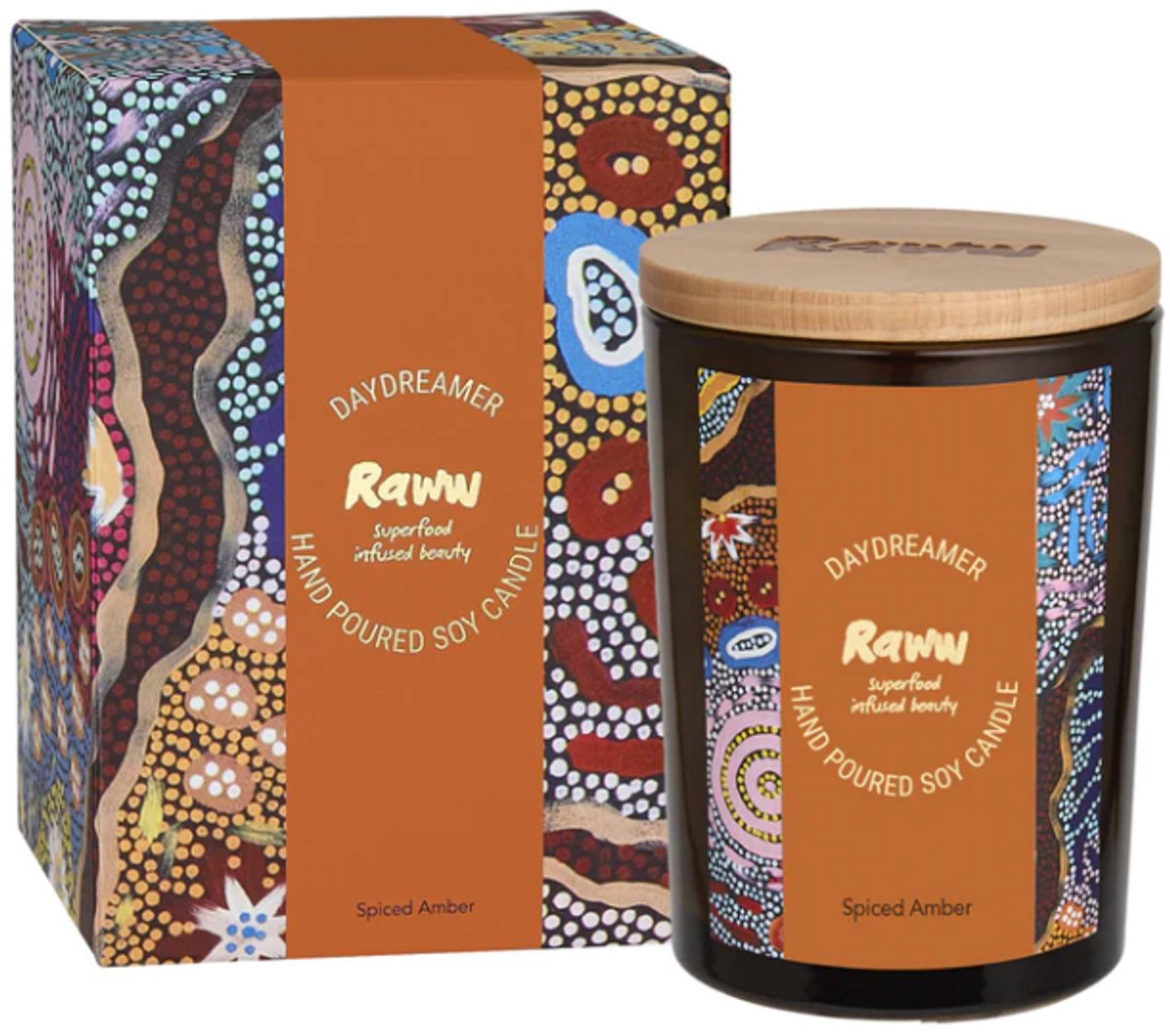 RAWW Candle-Spiced Amber - Natuurlijke - Sojawas - Luxe geurkaars met warme kruiden en fruitige tonen