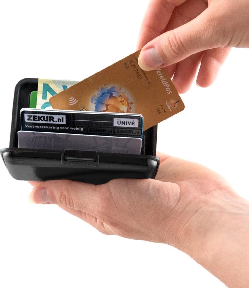 Okado RFID Anti-Skim Creditcardhouder Aluminium – Pasjeshouder met Harde Behuizing en Accordeon Vakken – Card Protector voor Pinpas, ID en Rijbewijs – Zwart