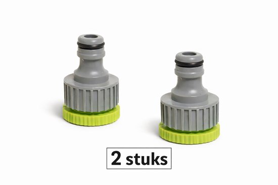 2x Kraanaansluiting 3/4″ & 1″ binnendraad ABS kunststof voor buitenkraan tuinslang klik koppeling