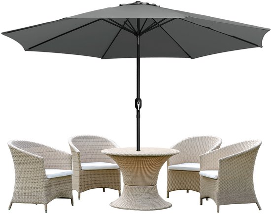 Grand parasol 3,5 m en sections – Cadre métallique pour jardin et utilisation extérieure, gris