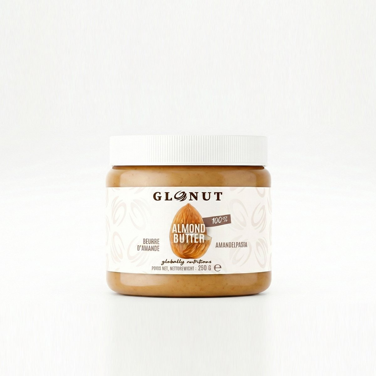 GloNut | 100% amandelboter - amandelpasta 250 g | Suikervrije