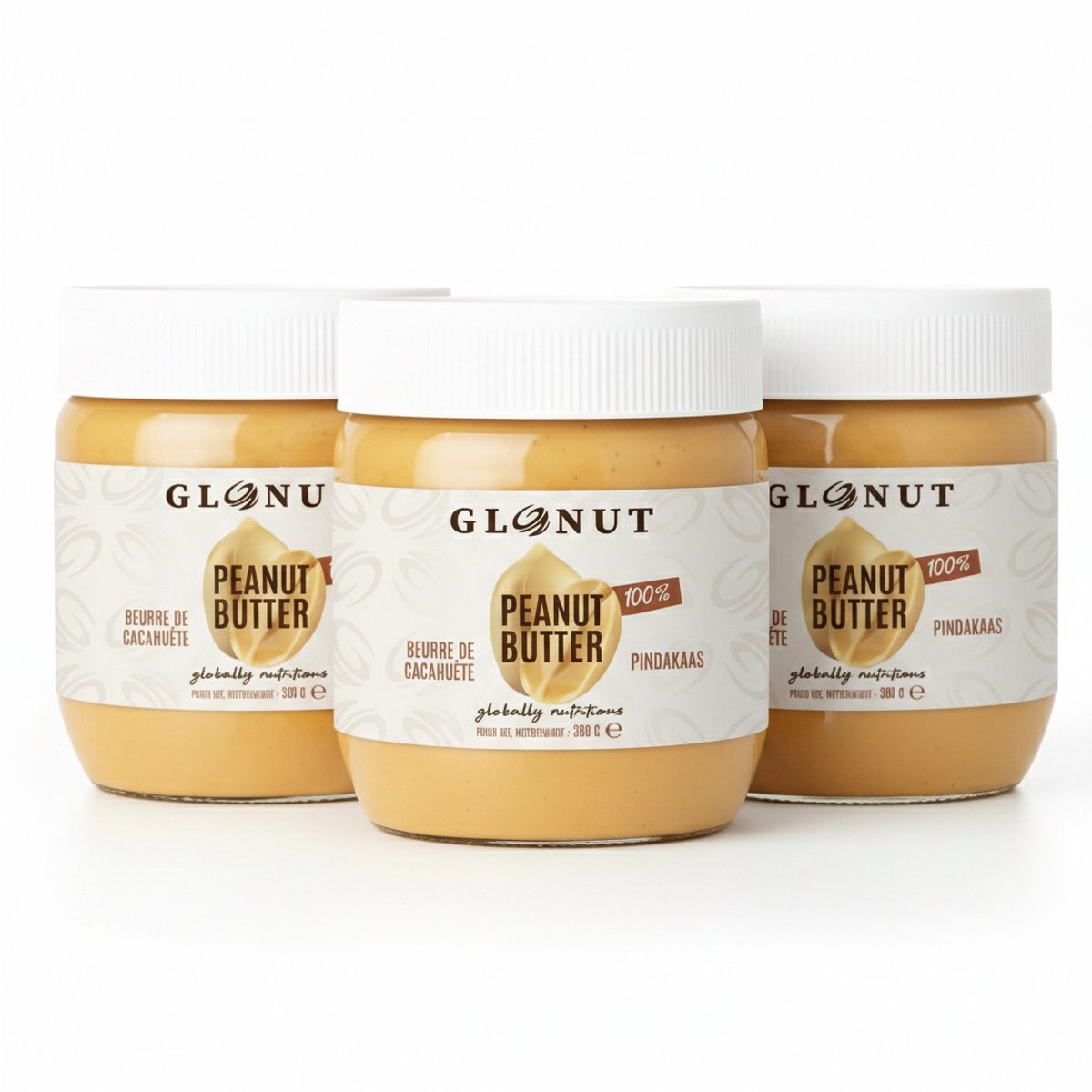 GloNut | 100% Pindakaas zonder vel (360 g) x 3