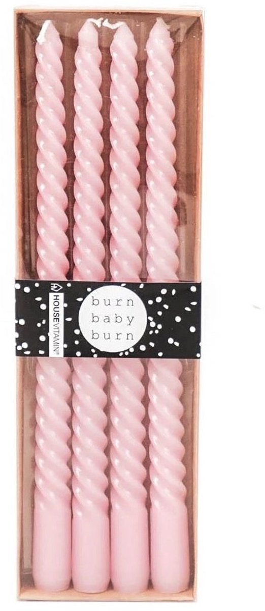 Housevitamin Kaarsen - Twisted Roze - Set van 4 - 2x30cm
