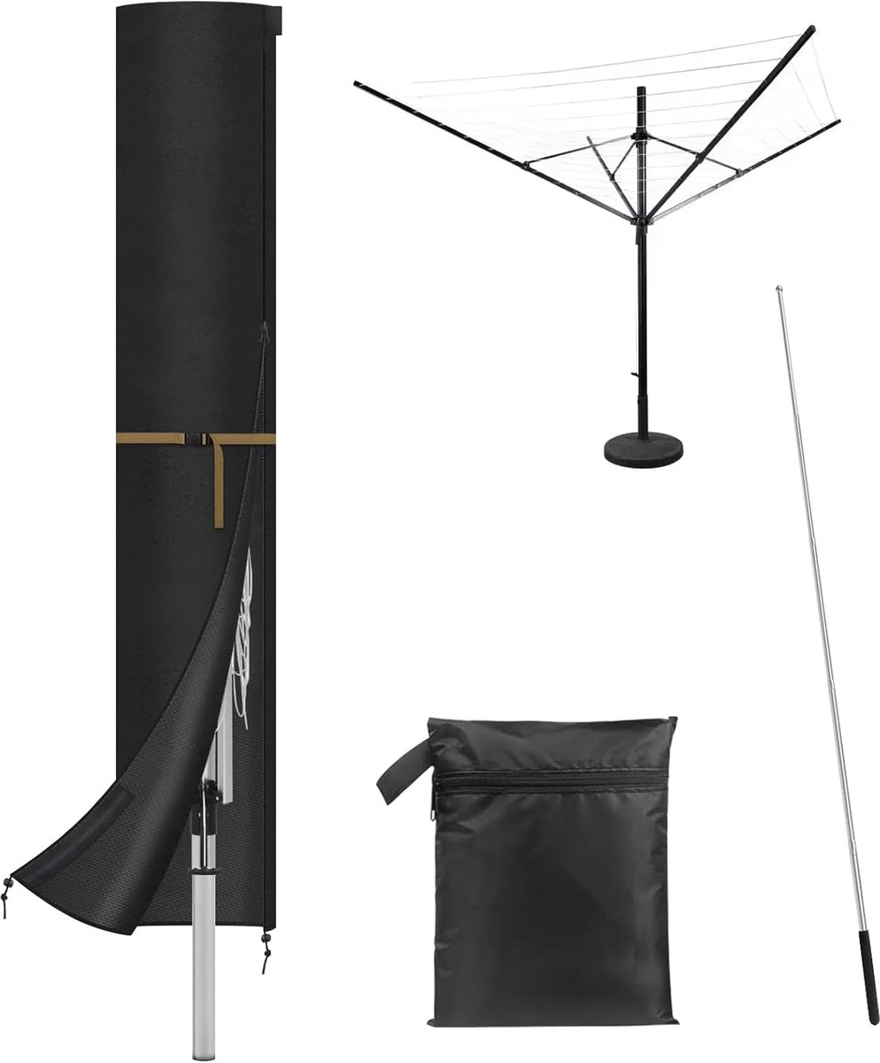 Ynkkvre Beschermhoes - waslijn beschermhoes 170x32 cm - 420D Oxford stof - waterdicht - met ritssluiting en opbergtas, zwart