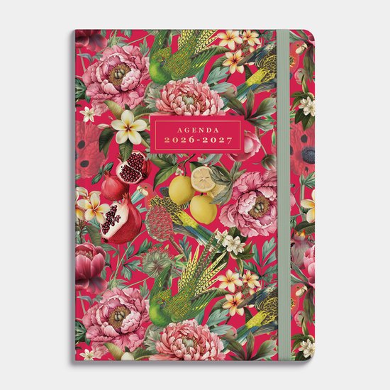 Hobbit - A5 Agenda 2026-2027 - 1 week op 2 pagina's - Harde Kaft - Agenda A5 (14,8 x 21 cm) - Tropische bloemen