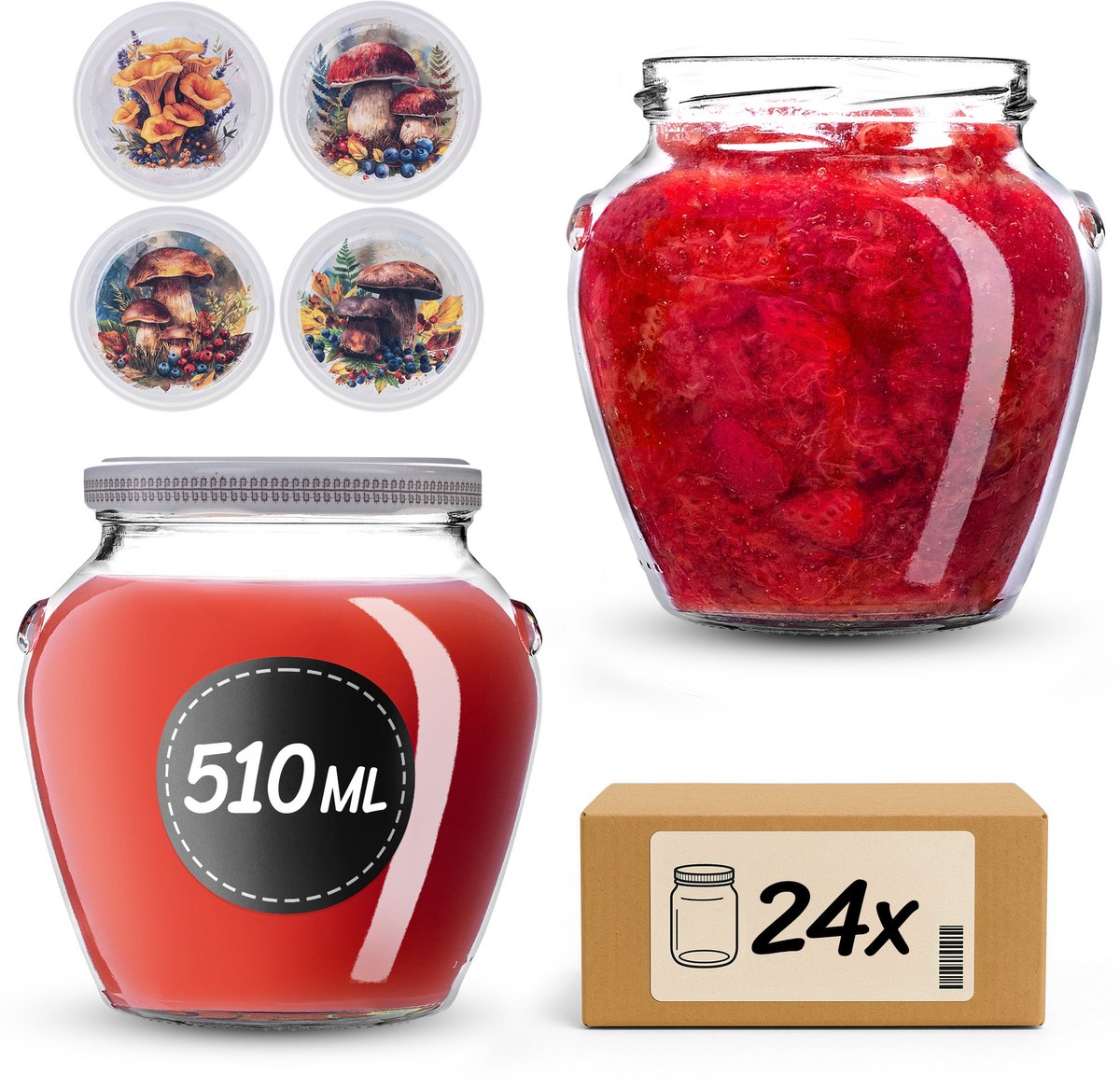 KADAX Inmaakpotten 510 ml fi82 Boschampignons 24 stuks