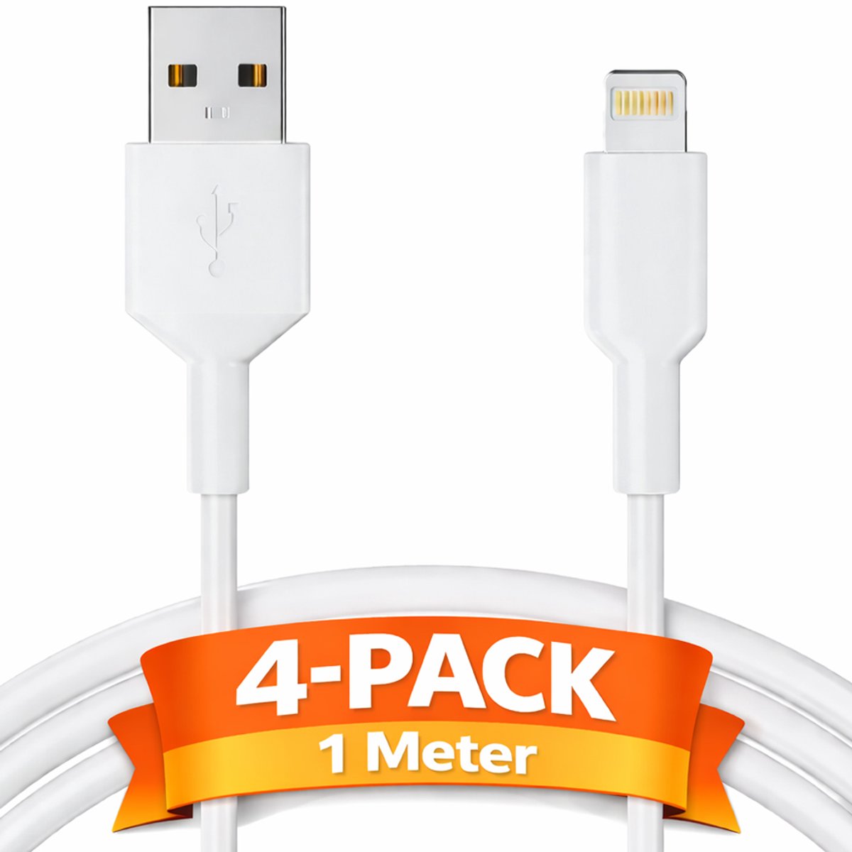 Oplader kabel geschikt voor iPhone - Kabel geschikt voor lightning - Oplaadkabel - USB kabel - Lader kabel - 4-PACK