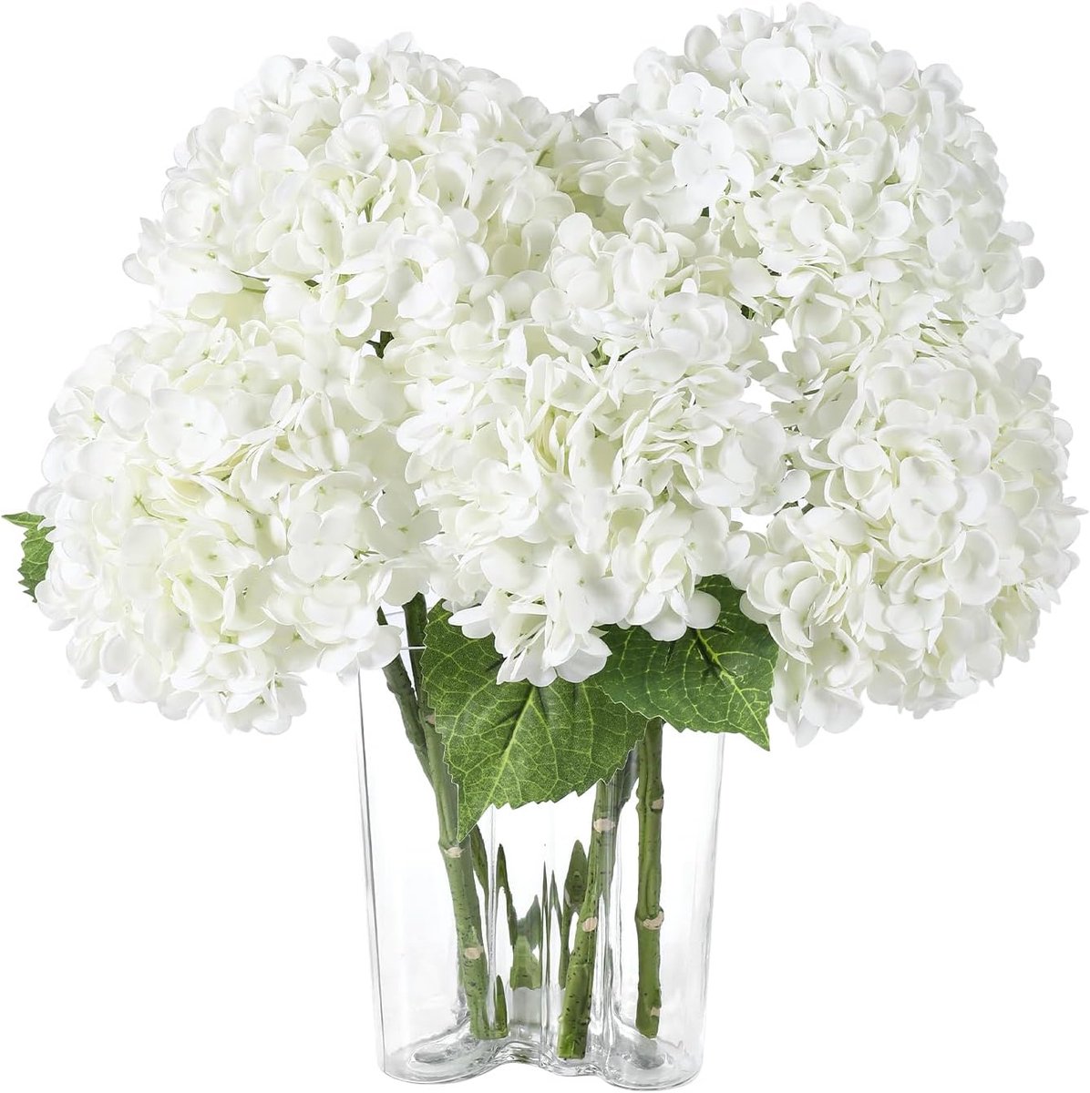 5x Kunstmatige Hortensia Bloemen Real Touch – 50 cm – Wit – Levensechte Hydrangea Takken – Decoratie voor Woonkamer, Bruiloft & Kantoor