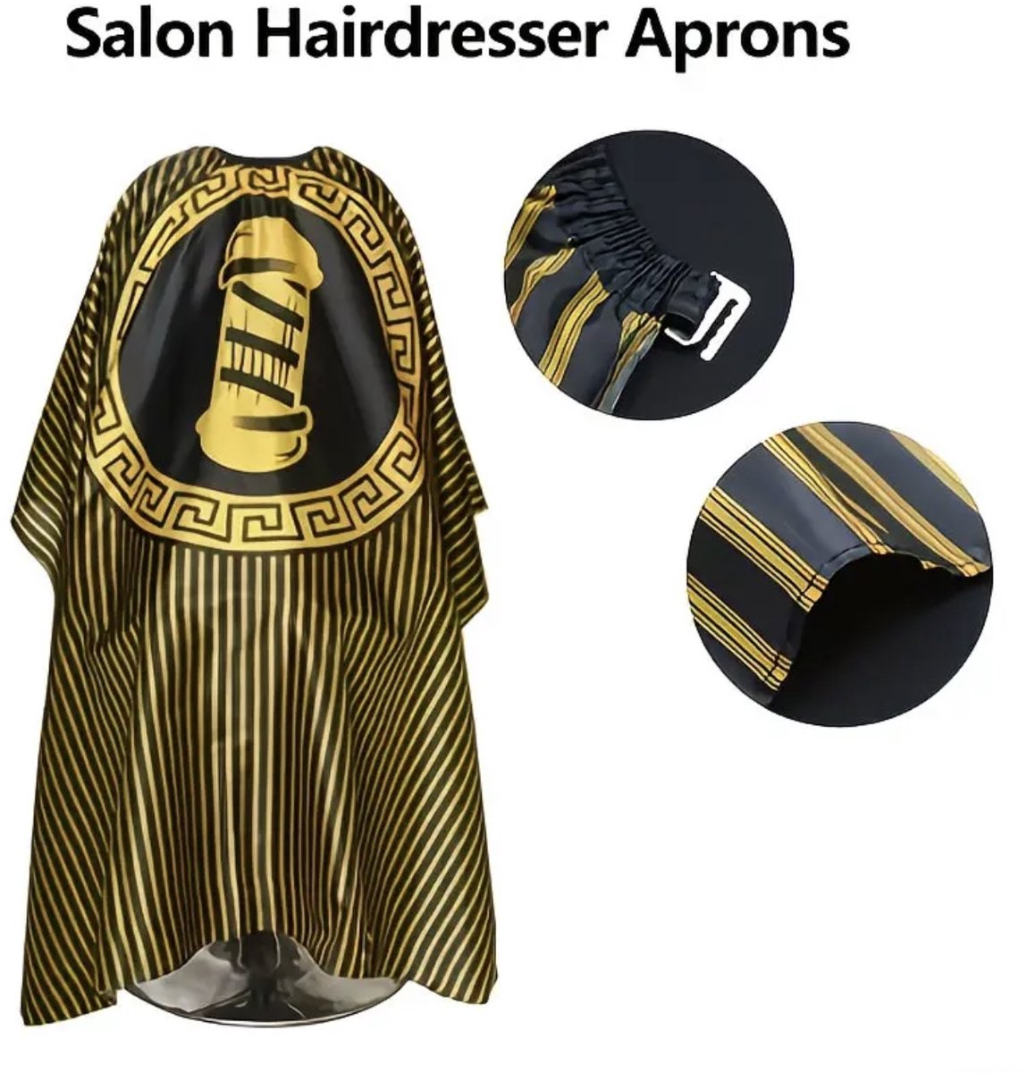 Barber Kapmantel – Anti-Statisch & Waterafstotend – Professionele Kappersmantel met Verstelbare Hals – Zwart/Goud