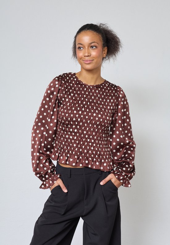 SISTERS POINT Nix-ls15 - Dames Blouse - Brown - Maat S