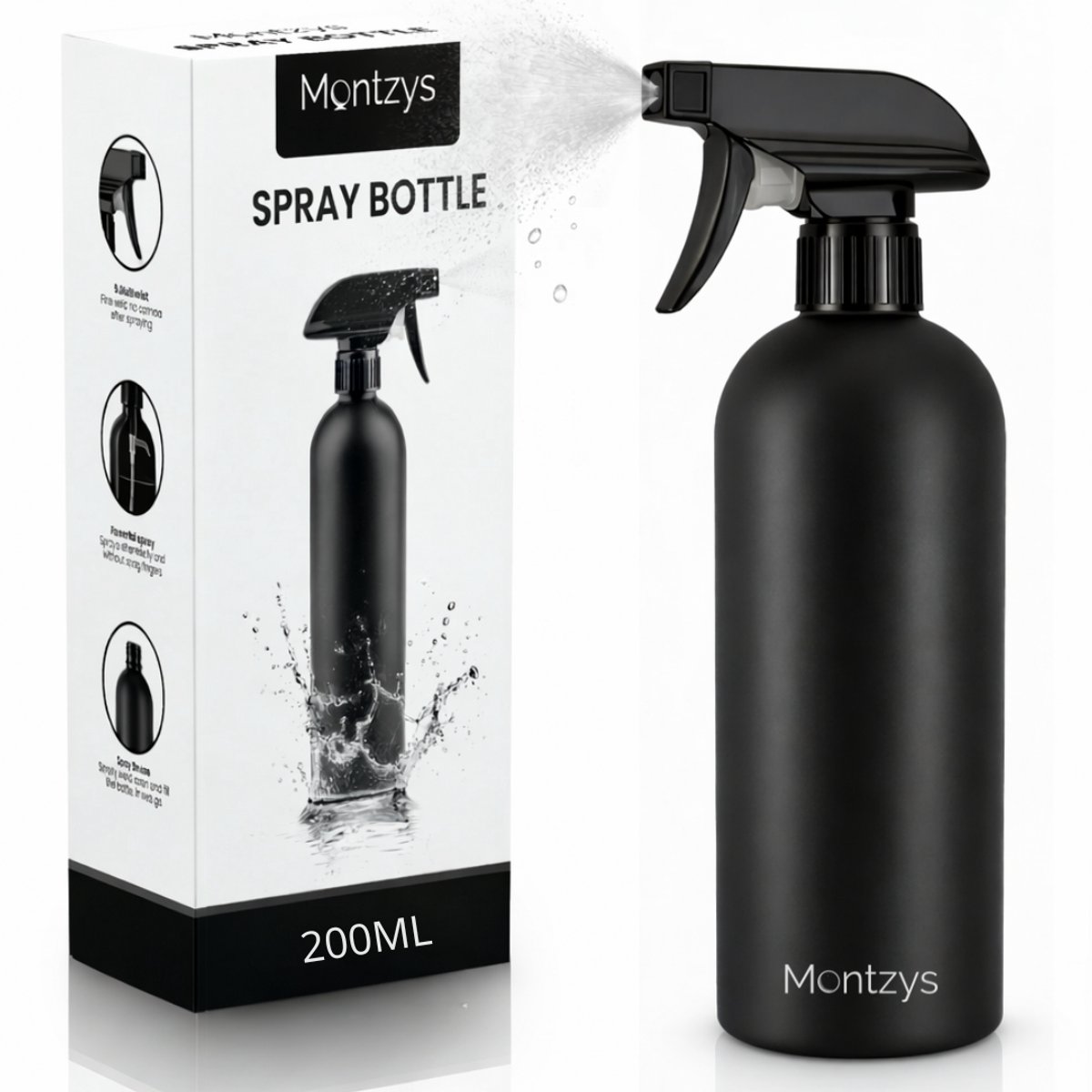 Montzys® Mist Spray Bottle - 200ML Spuitfles - Kappersspuit & Plantenspuit - Sprayflacon & Sprayfles - Waterspuit & Verstuiver - Waterverstuiver Haar & Planten