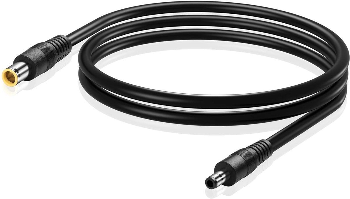 Stroomadapter Kabel - Voedingskabel Adapter - Draagbare Energie - 14AWG Dikke Draad - 1 Meter Lengte - Zwart