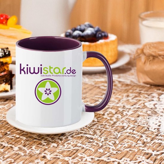 Keramische Mok Blauw 330 ml - Bedrukbaar met Eigen Logo of Foto — afbeelding 3