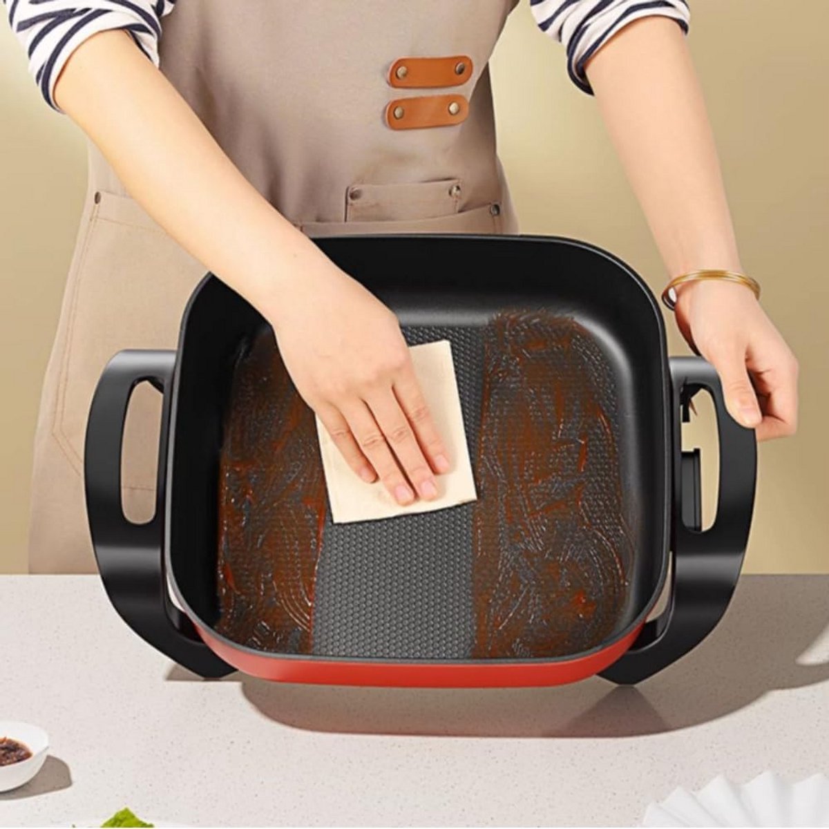Multifunctionele Elektrische Pan 5L met Antiaanbaklaag - Slowcooker en Kooktoestel – foto 4