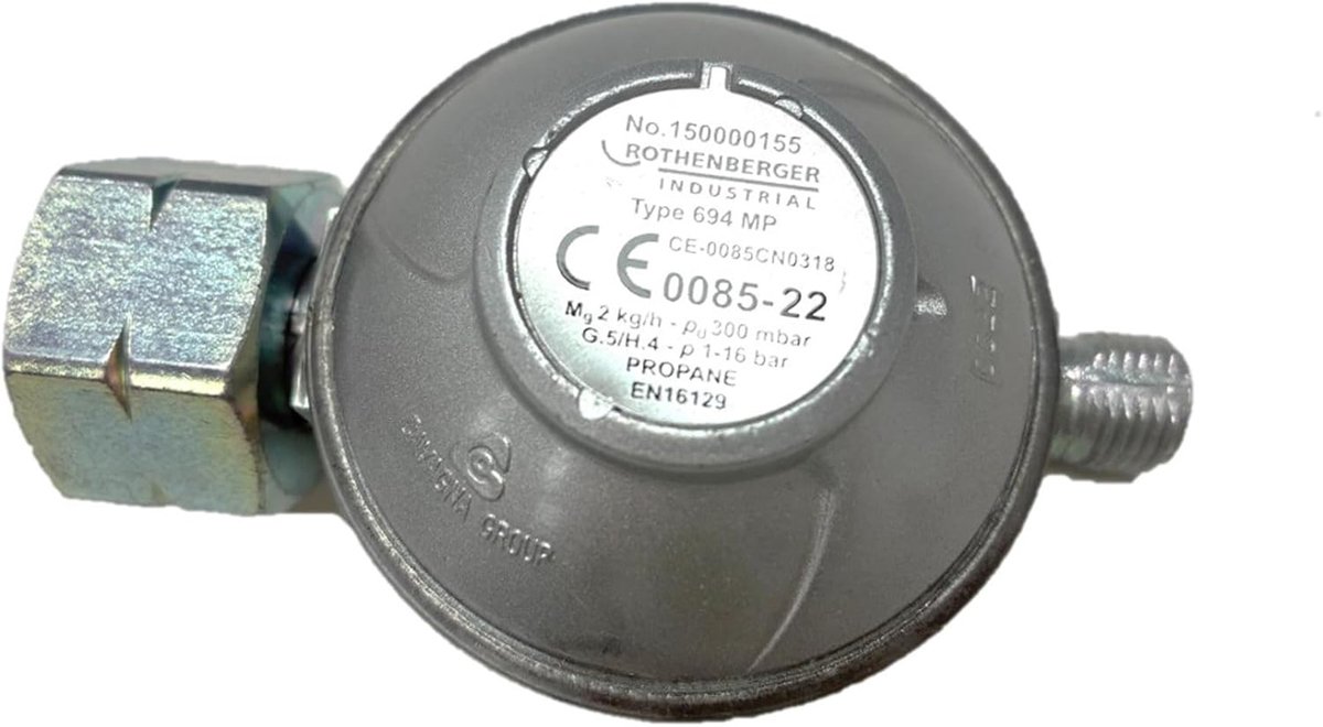 ROTHENBERGER Industrial Gasdruckregler 300 mbar | 2 kg/h | Abgan...