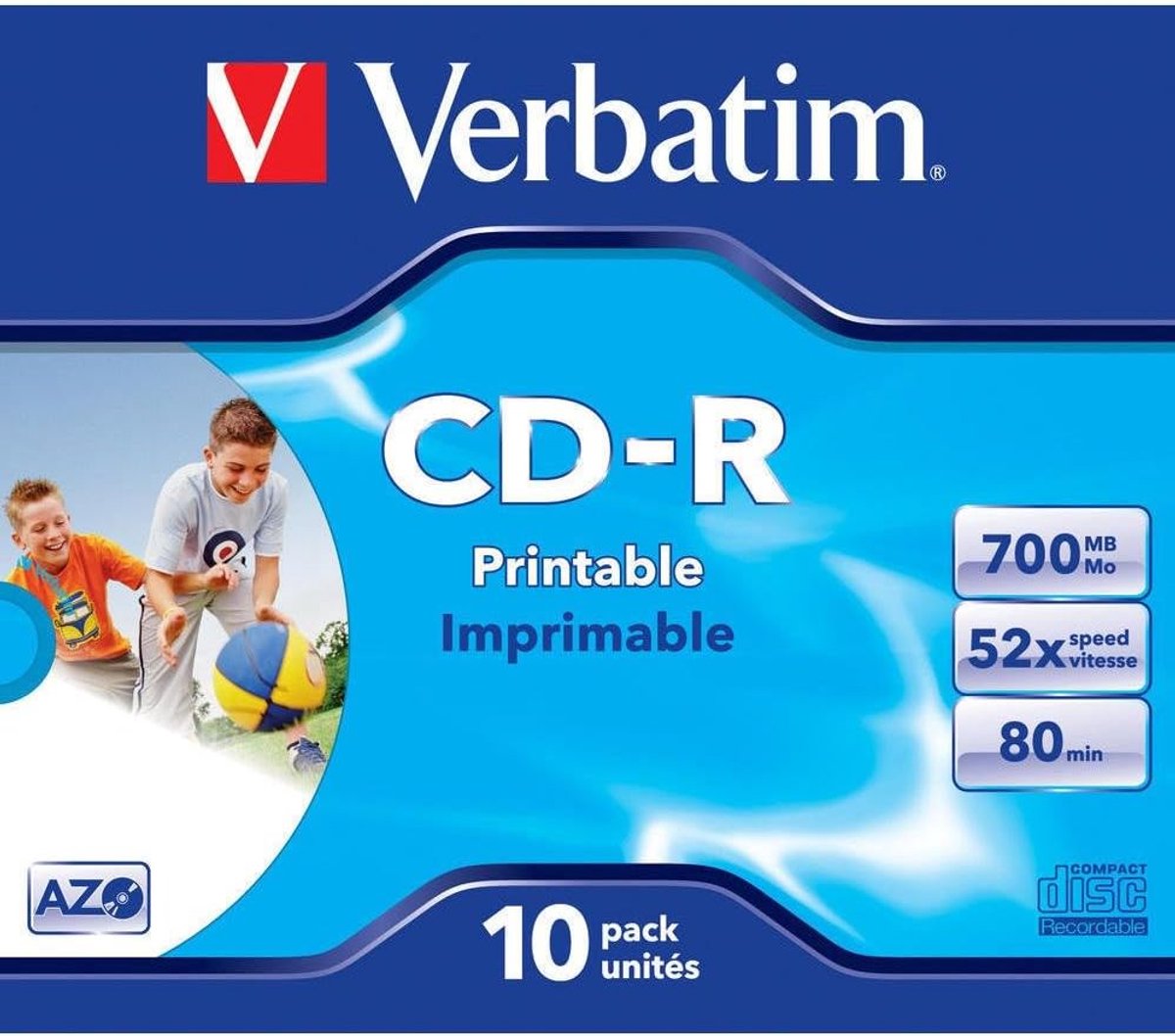 Verbatim CD-R 700MB 52x 10 pack bedrukbaar wit