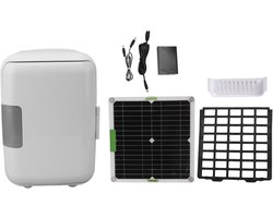 Draagbare Mini Koelkast - Mobiele Vriezer - Kamperen Auto - Zonne-energie Voeding - 30x28x21cm - Zwart