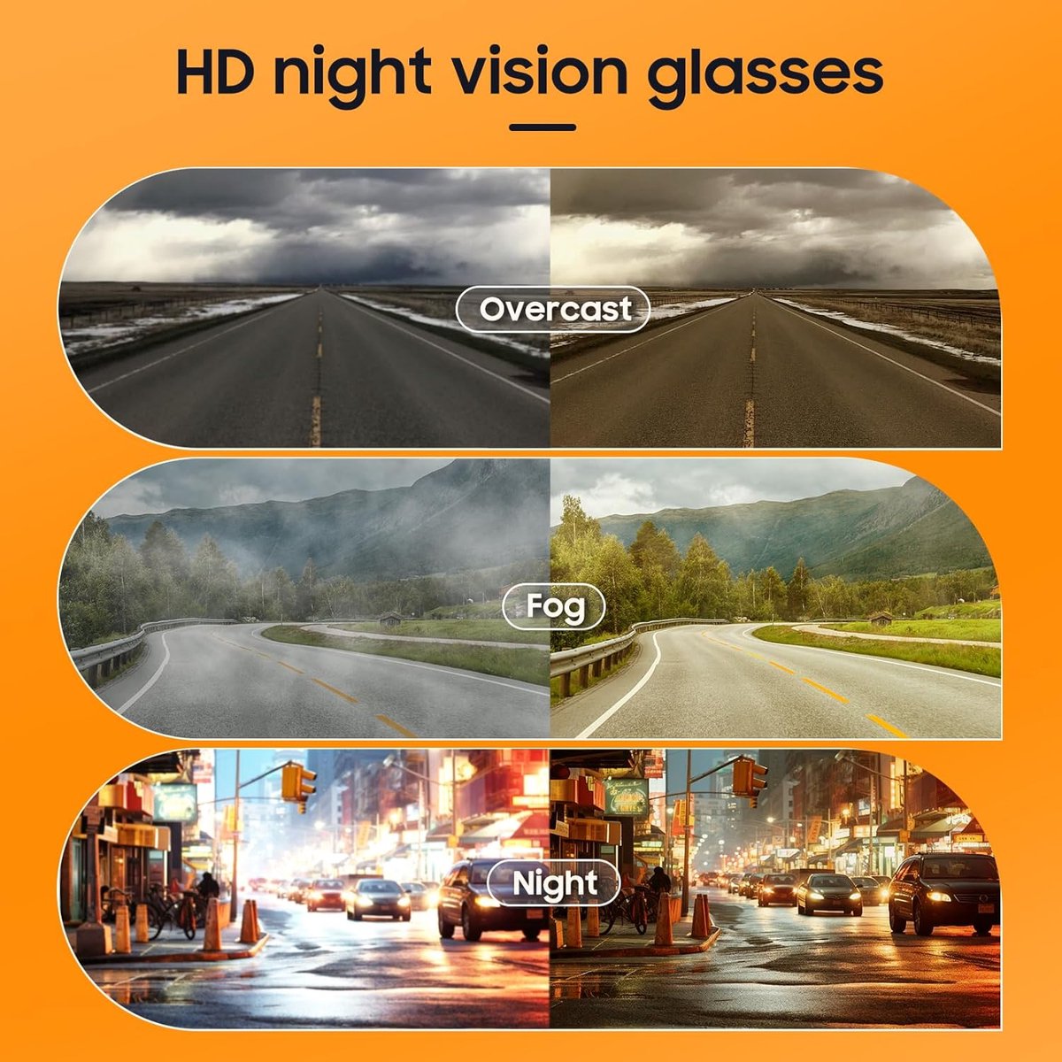 Gepolariseerde overzetbril voor nacht rijden - anti-reflecterend geel glas voor beter zicht