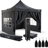 Tristar Partytent 3x3m Premium - Easy up - Extra Hoog - Waterdicht - Incl. Draagtas op Wieltjes & 4 Zandzakken - Paviljoen - PT-7810 - Antraciet