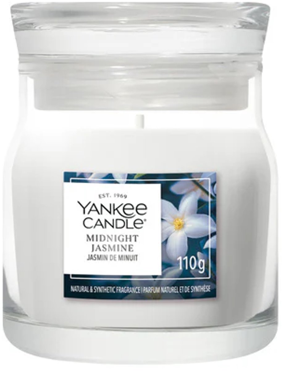 Yankee Candle Midnight Jasmine Small Jar Geurkaars - tot 30 branduren Wit