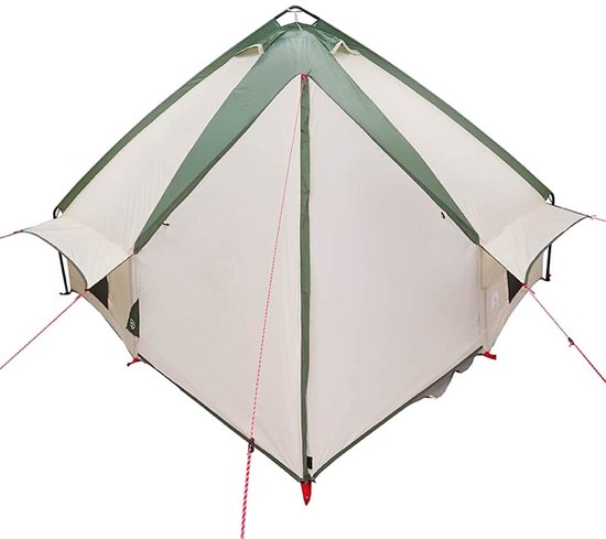 vidaXL - Teepee - Tent - voor - 6 - Personen - Groen - en - Wit - 431 - x - 366 - x - 185 - cm van Vidaxl — afbeelding 3