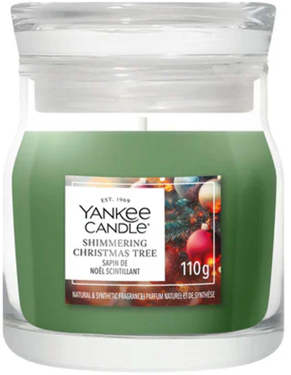 Yankee Candle - Shimmering Christmas Tree Small Jar Geurkaars - tot 30 branduren