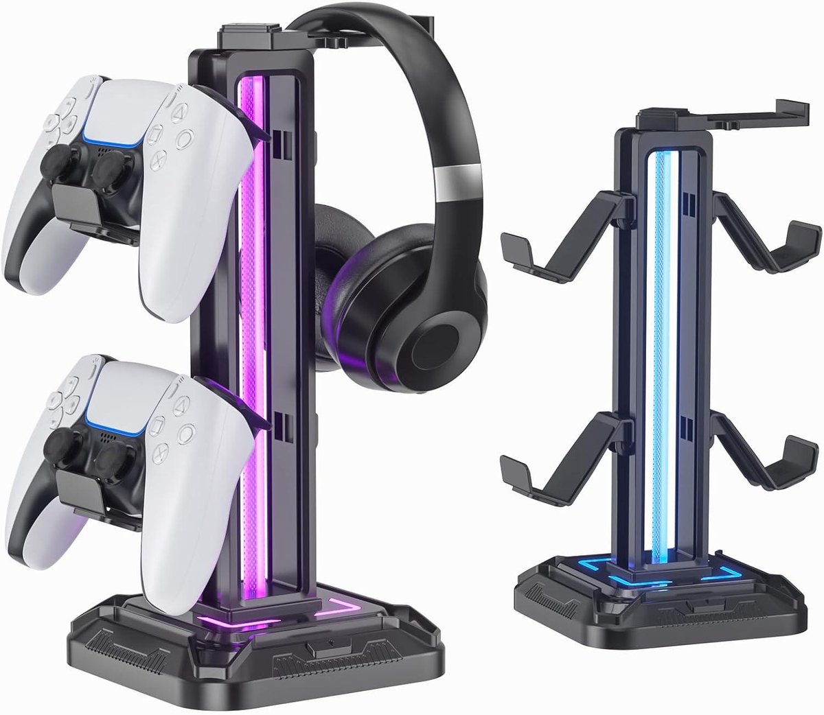 Headsetstandaard - Gamepadhouder - 360° Draaibaar Met Verlichting - 1 Stuk - Zwart