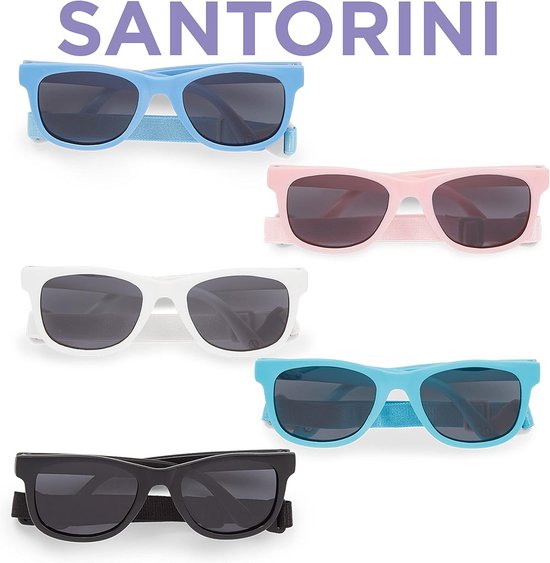 Kinderzonnebril Santorini - UV-Bescherming, Verstelbaar & Afneembaar Bandje - SplinterVrije Lens - Zonnebril voor Peuters en Babies - Zwart — afbeelding 4