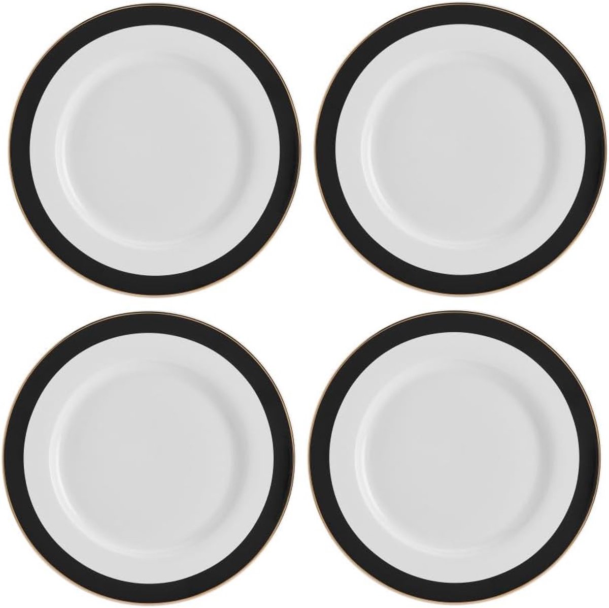 Set van 4 Luxe Dinerborden 27 cm - Art Deco Streeppatroon - Vaatwasmachinebestendig